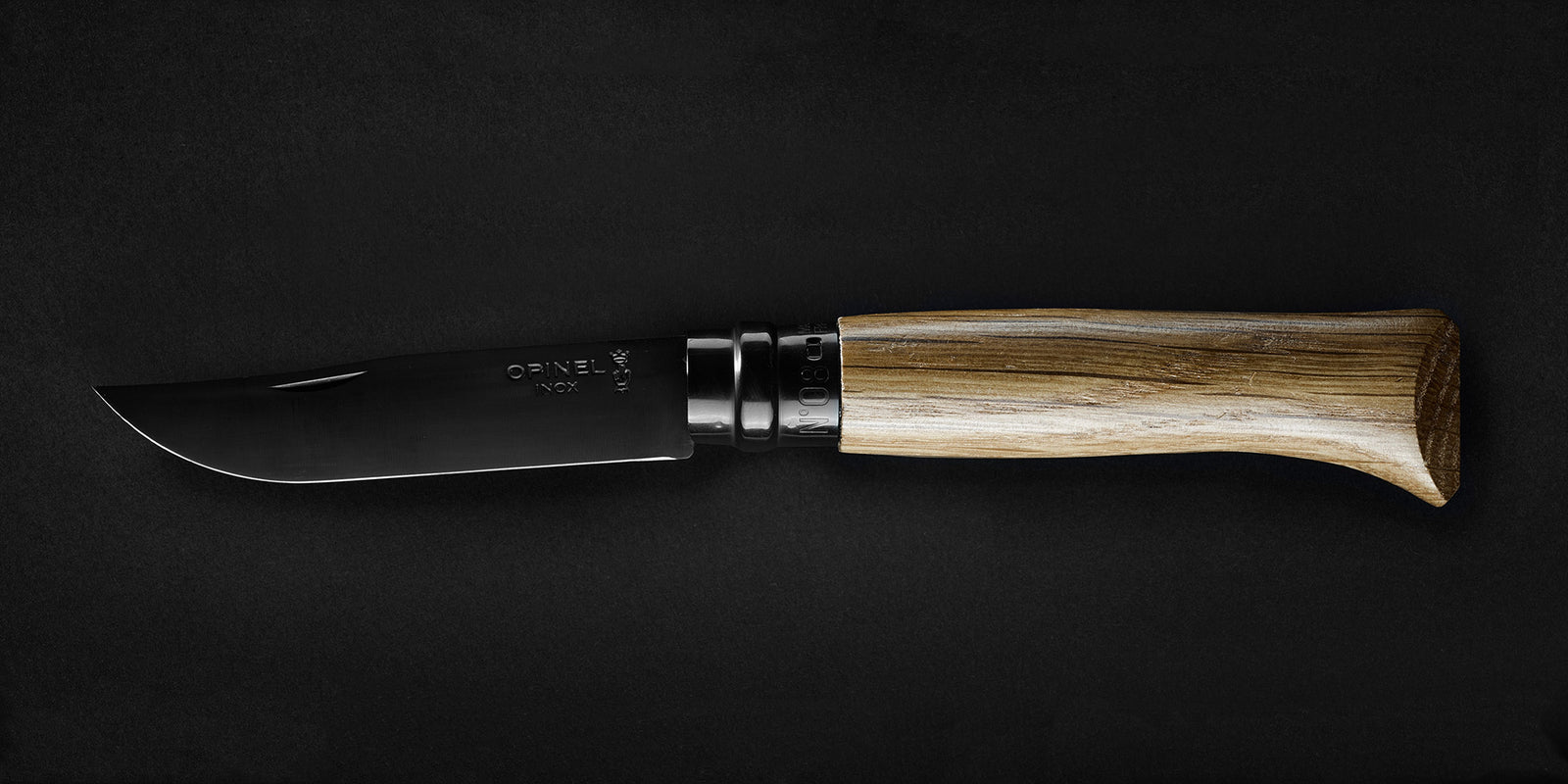 Opinel No8 Black Folding Knife with Oak Handle on Food52