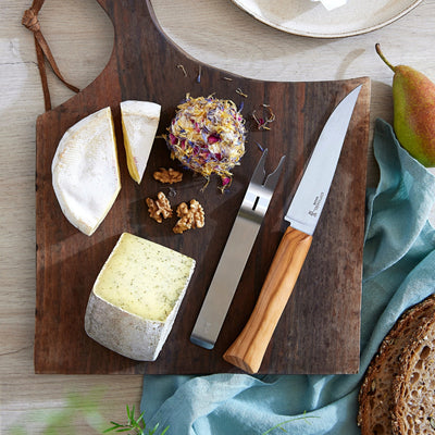 Cheese Knife and Fork Set - Olive Wood-OPINEL USA