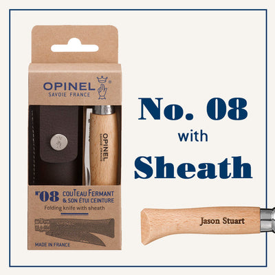 Engraved Gift Bundles | Set of 8 No.08 Stainless Steel Folding Knives with Sheath-OPINEL USA