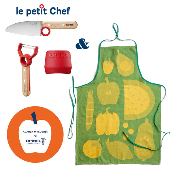 Opinel Le Petit Chef Knife Set & Kids' Apron, Beechwood