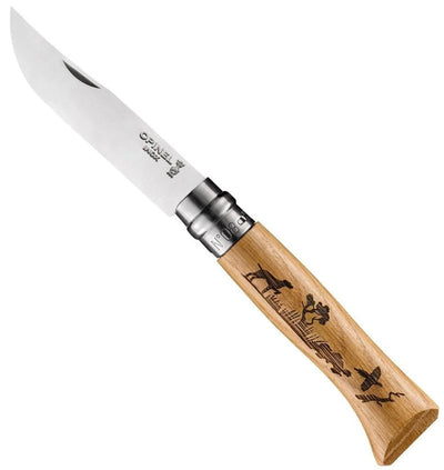 No.08 Oak Engraved Handle Folding Knife - Animalia-OPINEL USA