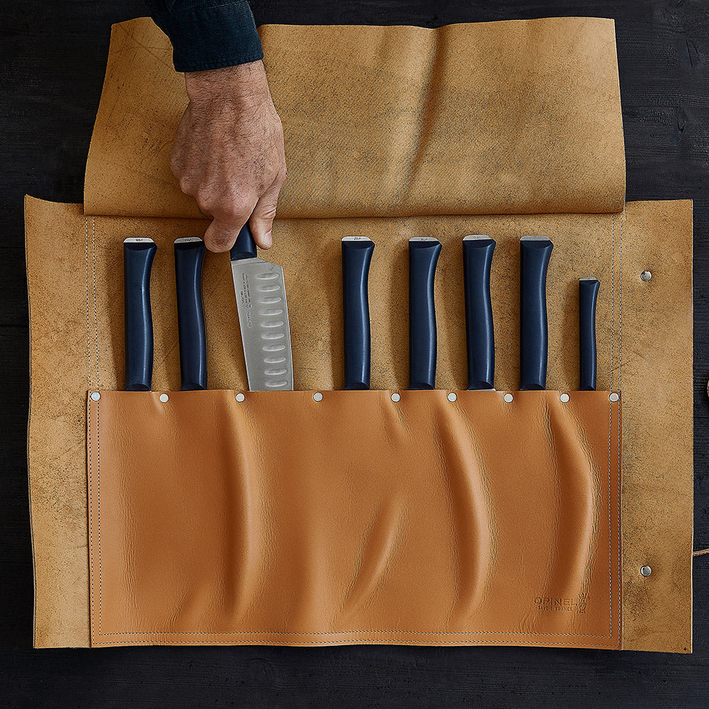 SharpEdge Chef's Leather Knife Roll [brown] / holds 10 knives