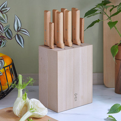 9-Slot Beech Wood Knife Block-OPINEL USA
