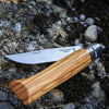 No.08 Olive Wood Folding Knife with Sheath-OPINEL USA