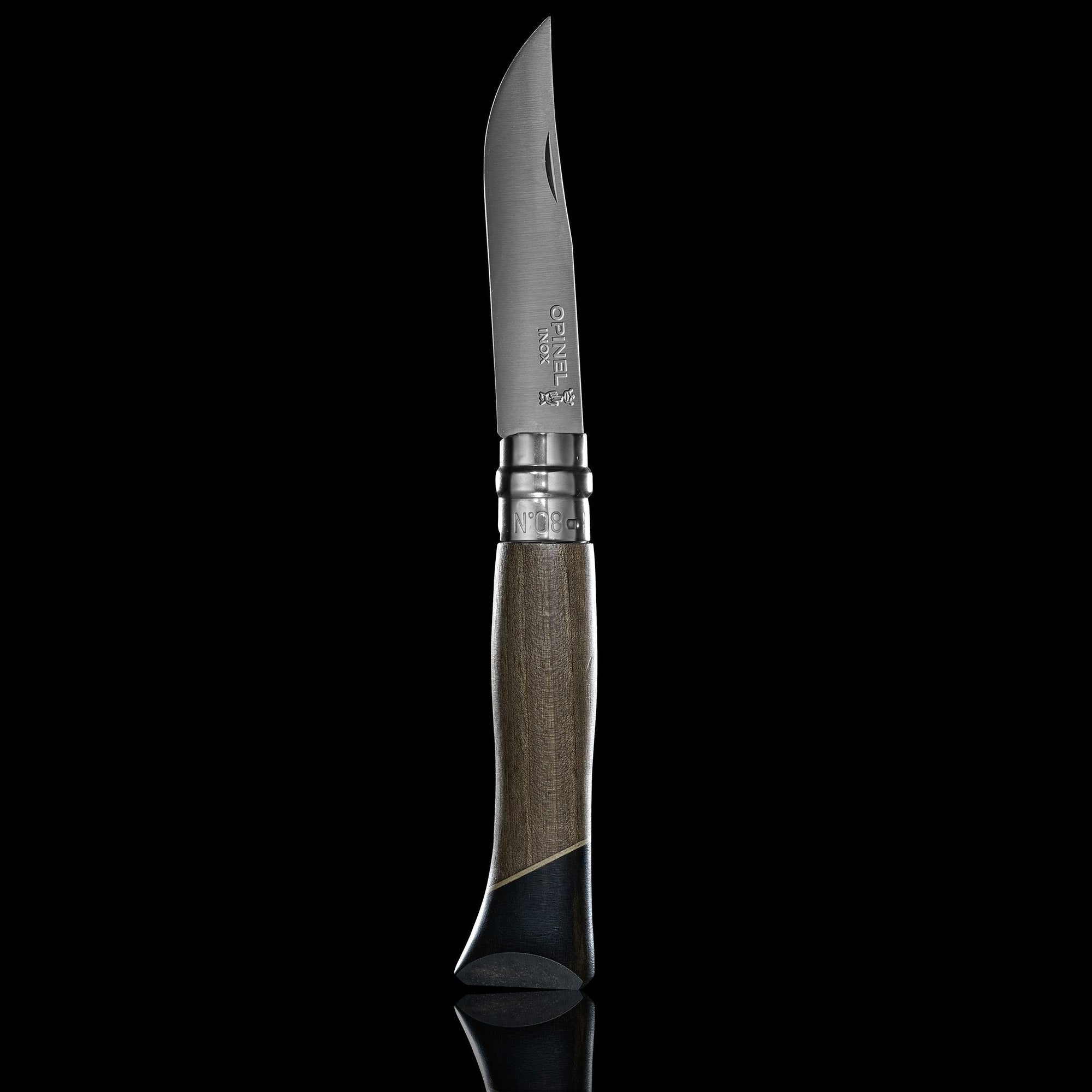Opinel Knives No. 8 3.25 Knife, Ebony / Mirror Polish Stainless